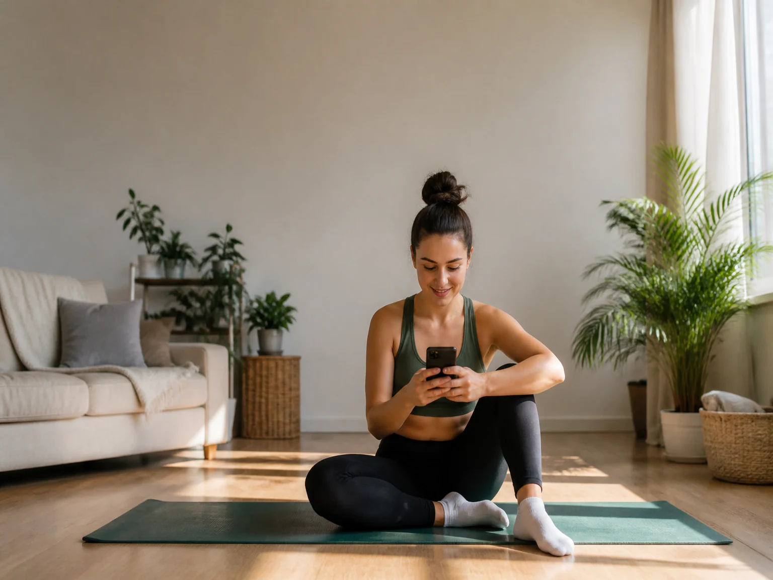 Patient übt zu Hause mit der Patienten-App auf dem Smartphone